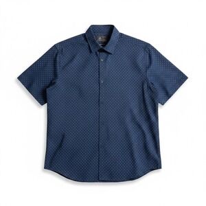 Rugby University Button Up Men 2XLB Navy Blue Excellent Stretch Short Sleeve Top